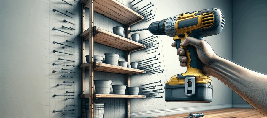 Bohrhammer nutzen zum Aufhaengen von Regalen und schweren Gegenstaenden